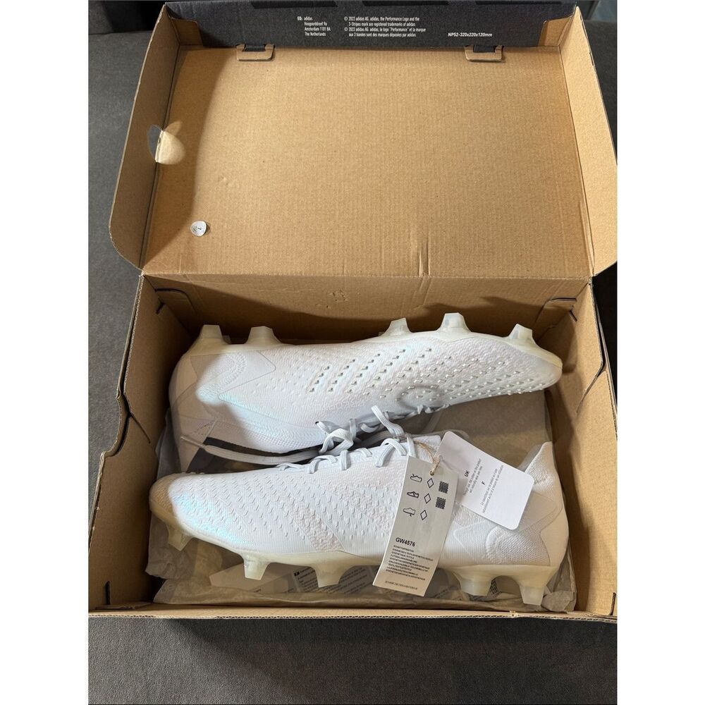 Adidas Men’s Predator Accuracy.1 FG White Soccer Cleats Size 12 GW4576 NIB